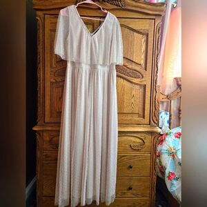Sparkly formal dress, short sleeved formal dress, lightweight, soft pink dress